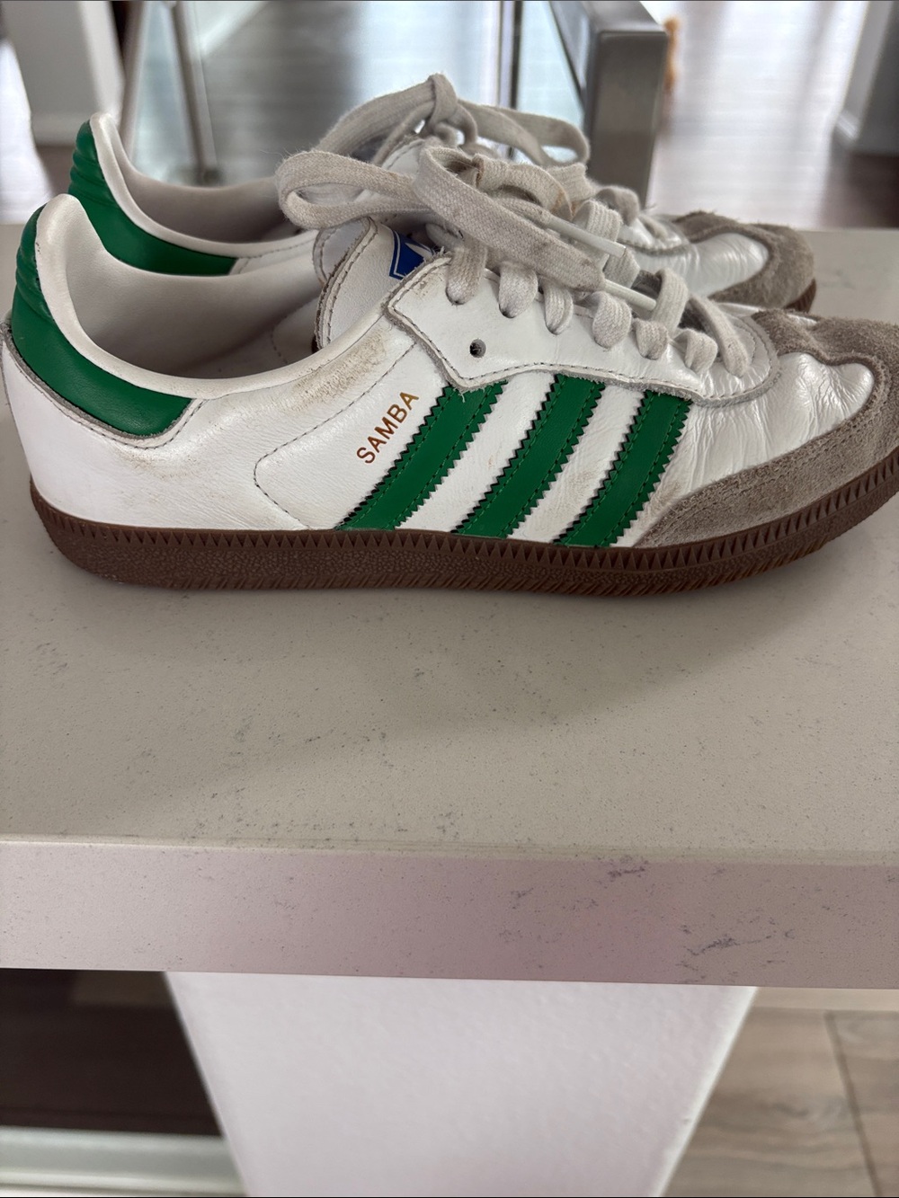 adidas Kids Samba Sneakers - White with Green & Brown Sole